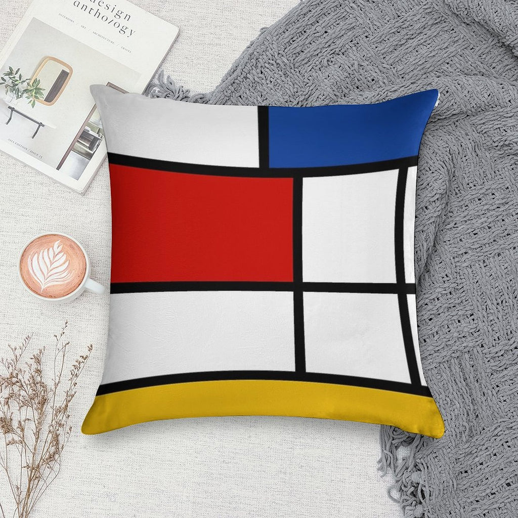 De Stijl #1 (Mondrian Inspired) Soft Shrink-Resistant Throw Pillow