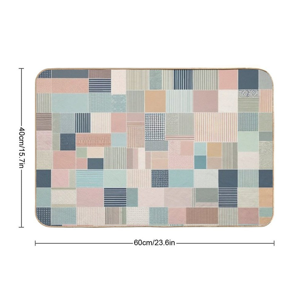 Block Cross Point Linier Pattern Lite Pastel Tone  Long-Lasting Bath Mat