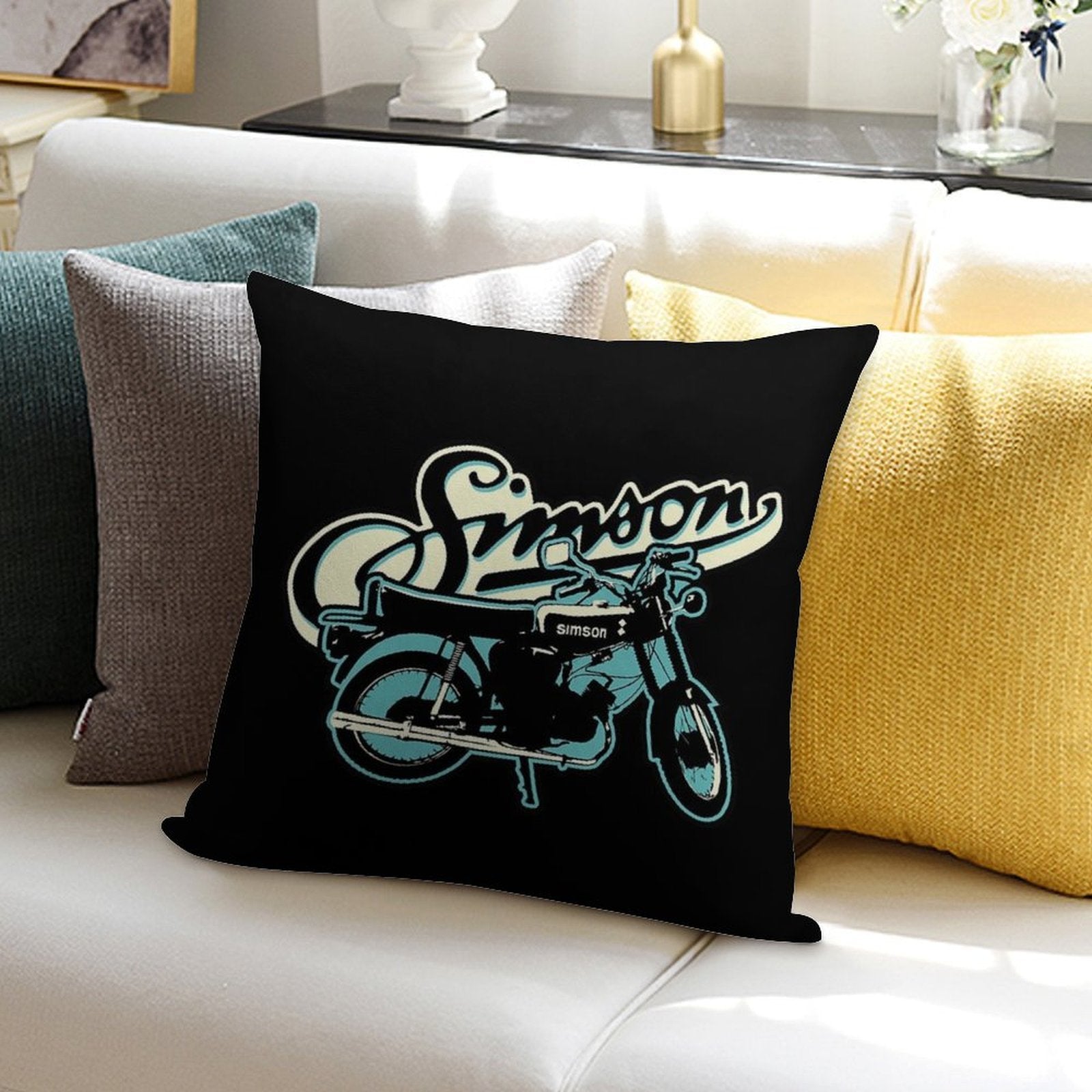 S51 Moped Drivers And GDR Fans. Soft Reinforced Edging Throw Pillow