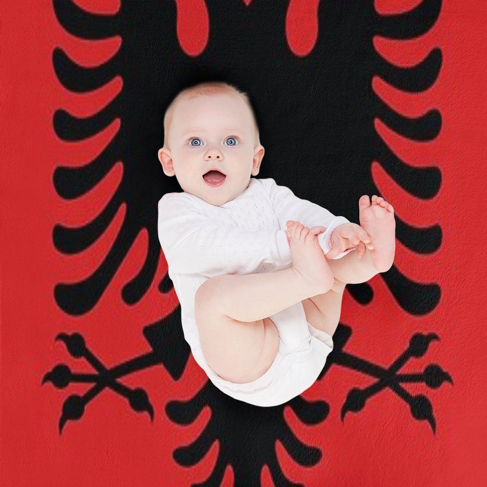 Albanian Flag Eco-conscious Throw Blanket