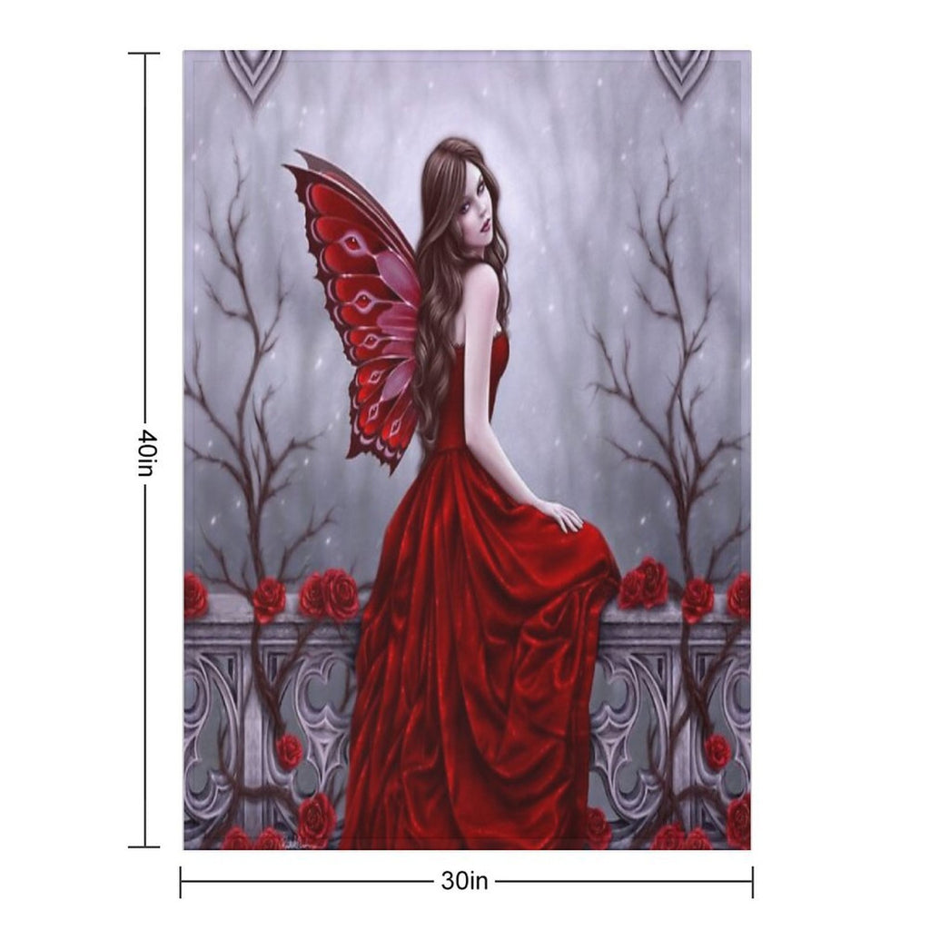 Winter Rose Butterfly Fairy Compact Throw Blanket
