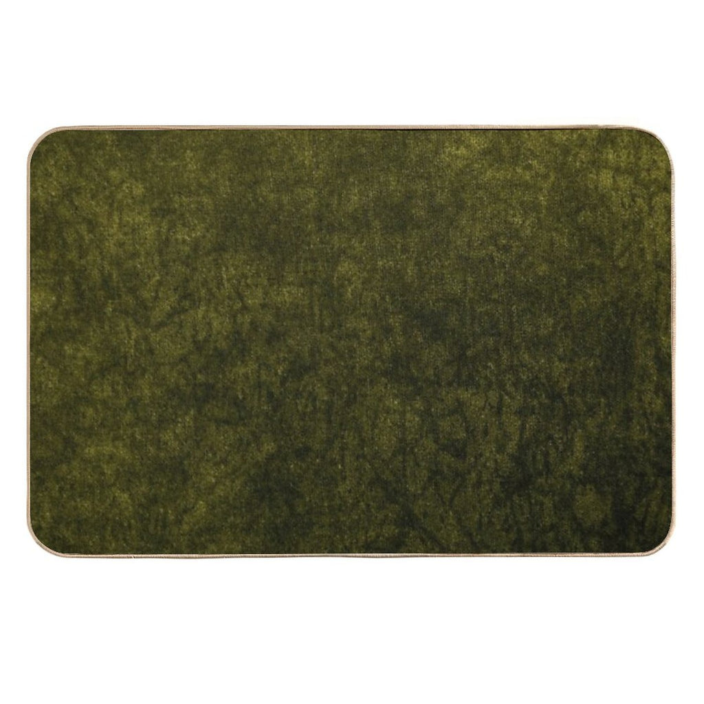 Olive Green Velvet  Texture Durable Bath Mat