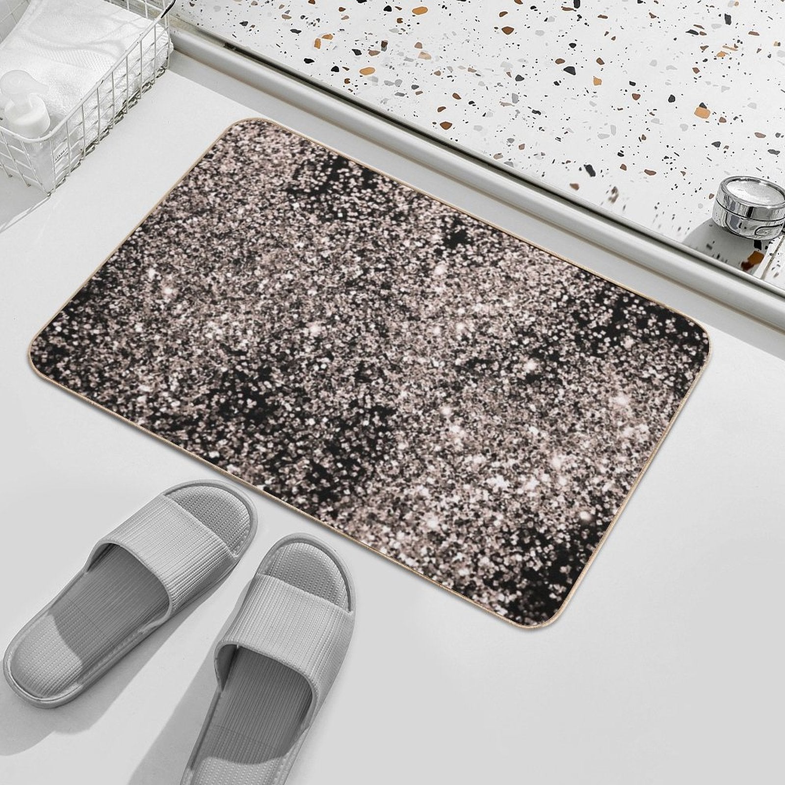 Rose Gold Glam #1 (Photo of Glitter Only - Not Reflective)  Slip-Resistant Bath Mat