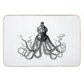 Octopus in Diving Helmet  Deep Sea Divers Helmet  Vintage Octopus  Tentacles  Anthropomorphic  Black And White  Dirt-Trapping Bath Mat