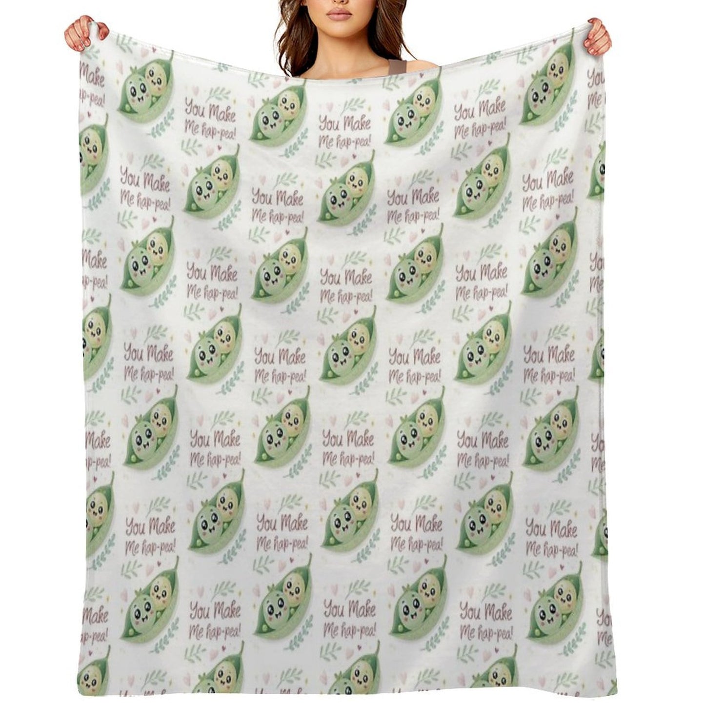 You Make Me Hap-pea! Kawaii Cute Puns Compact Throw Blanket