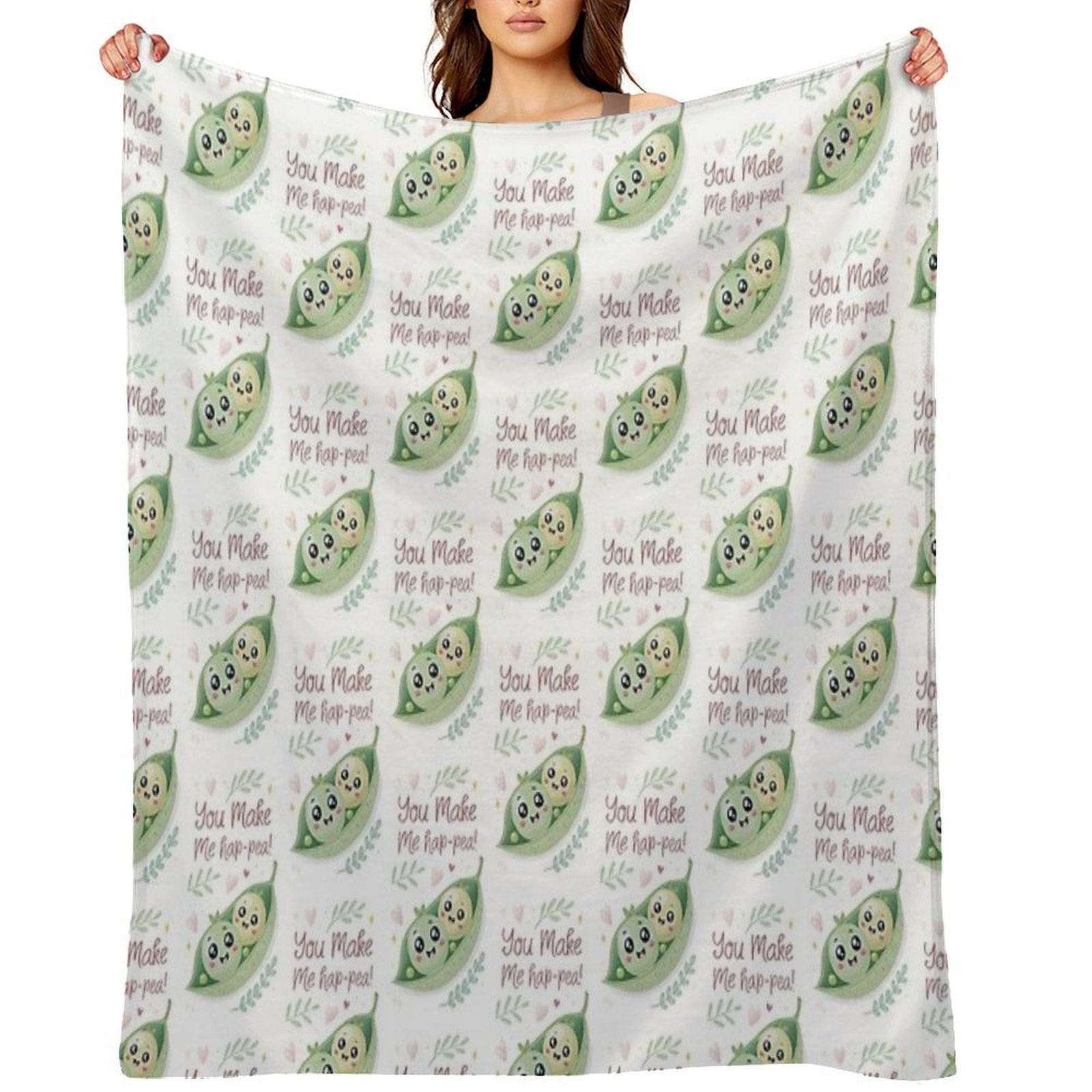 You Make Me Hap-pea! Kawaii Cute Puns Compact Throw Blanket