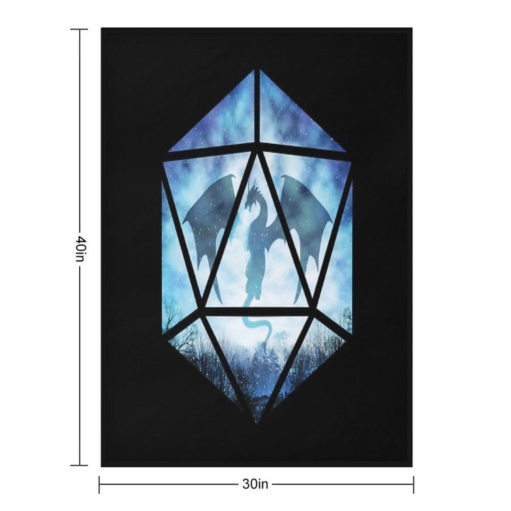 Blue Sky Ice Dragon D20 Shrink-resistant Throw Blanket