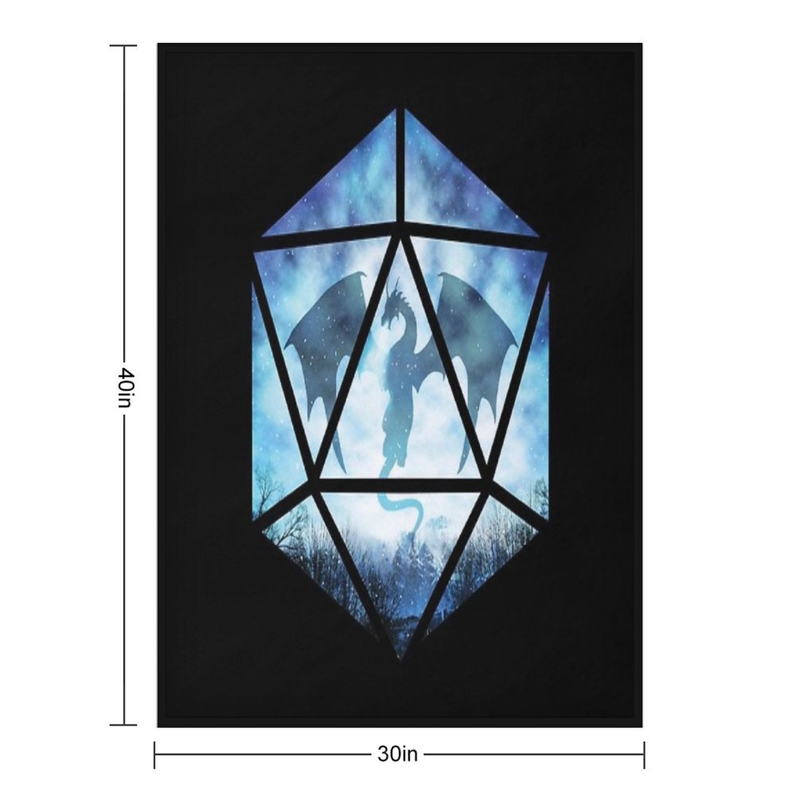 Blue Sky Ice Dragon D20 Shrink-resistant Throw Blanket