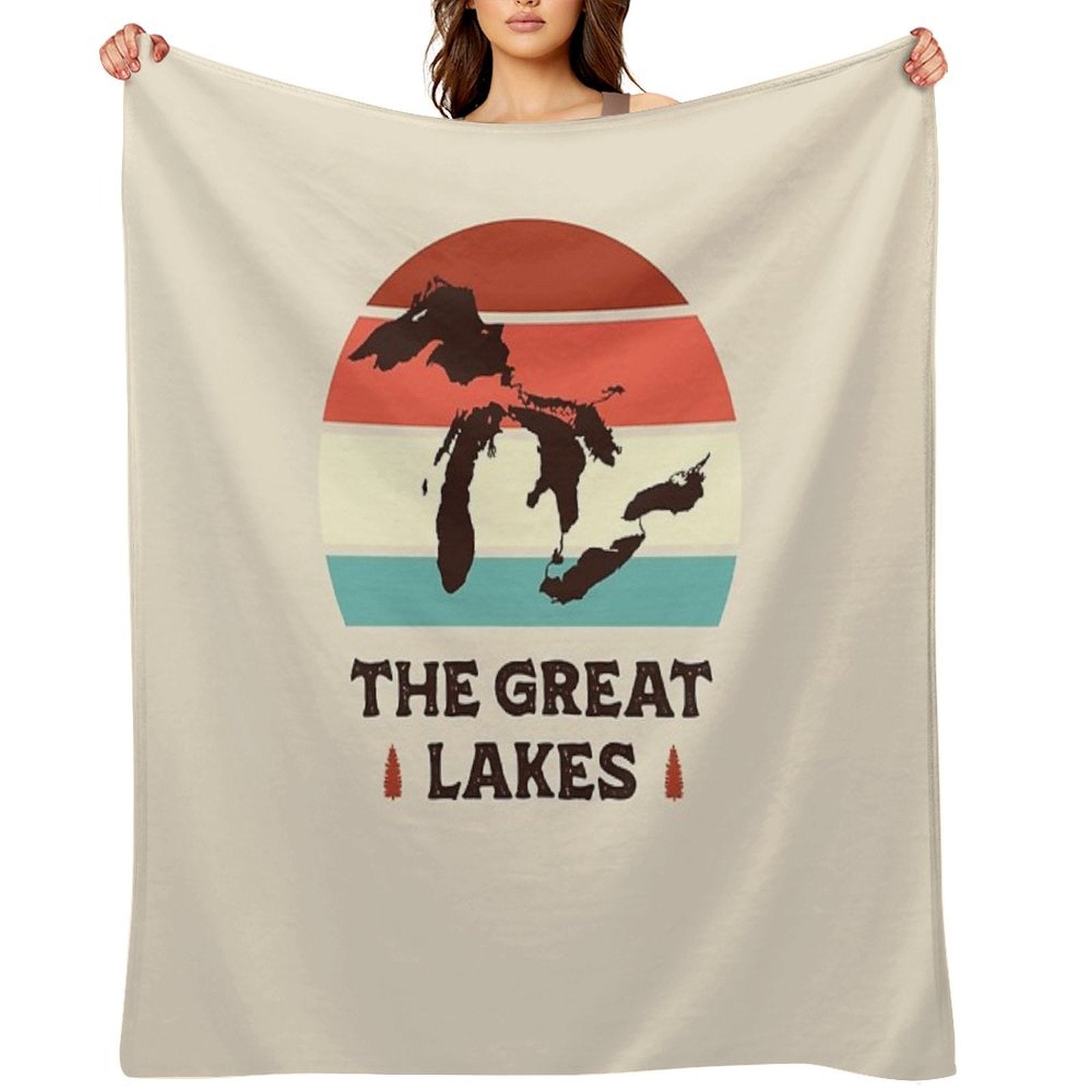 Great Lakes National Park Hiking Retro Multi-functional Throw Blanket