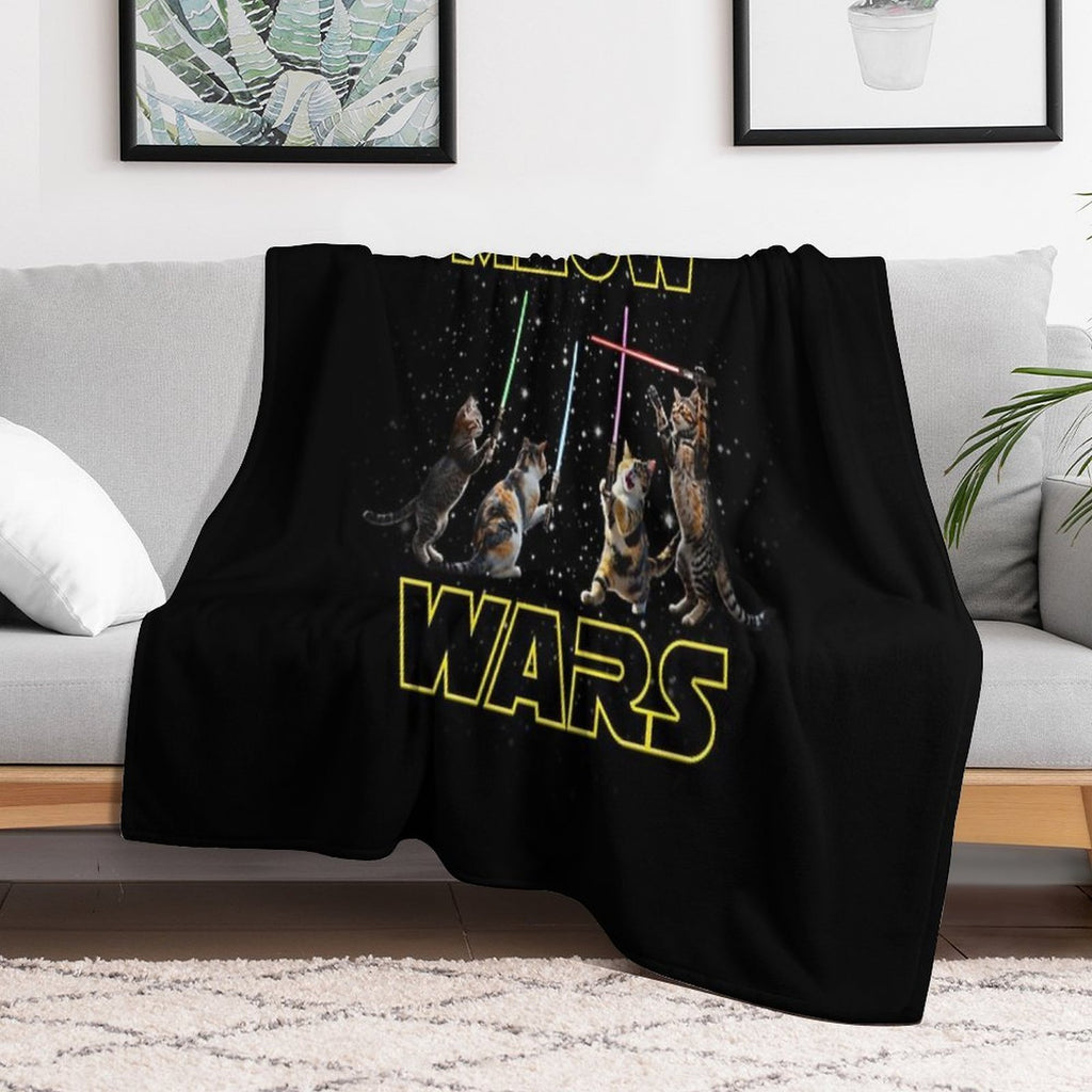 Meow Wars Galactic Kittens Wielding Lightsabers Velvety-soft Throw Blanket