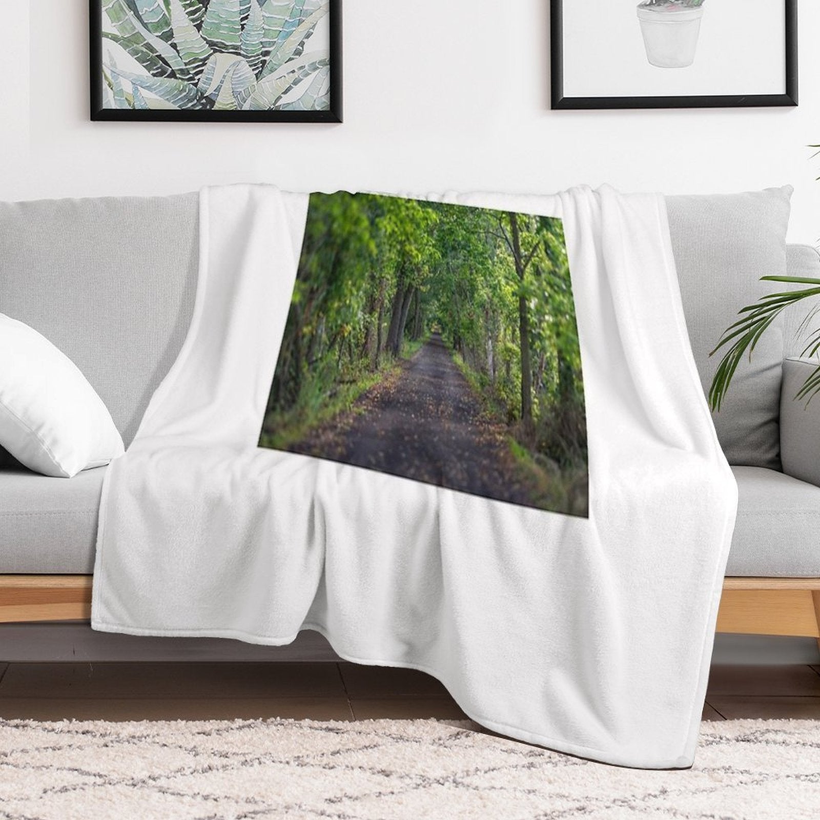 A Hiking Trail Leading Into The Green Woods Multi-functional Throw Blanket
