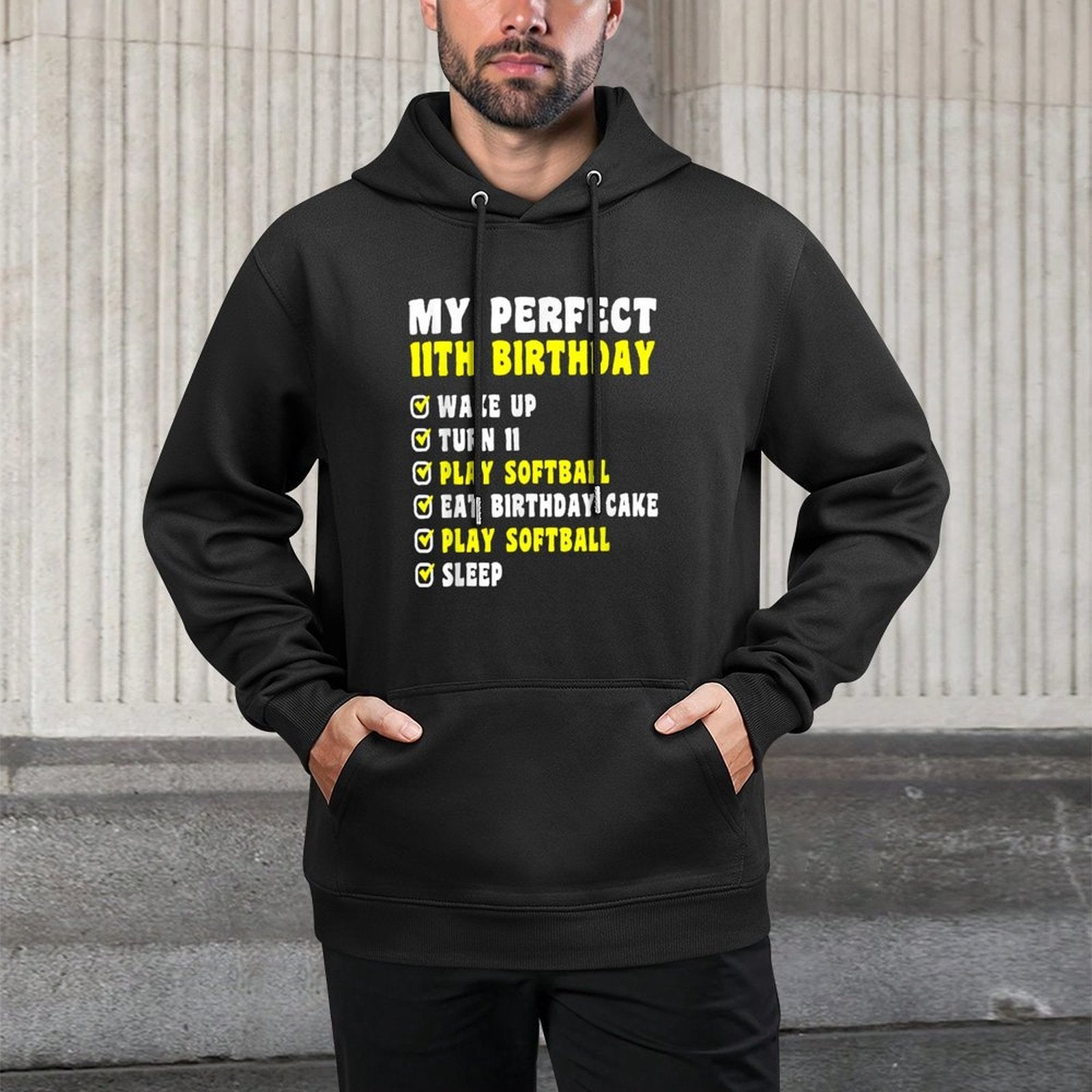 11 Years Old My Perfect 11th Birthday Softball 11th Birthday All-Day Comfort Hoodie