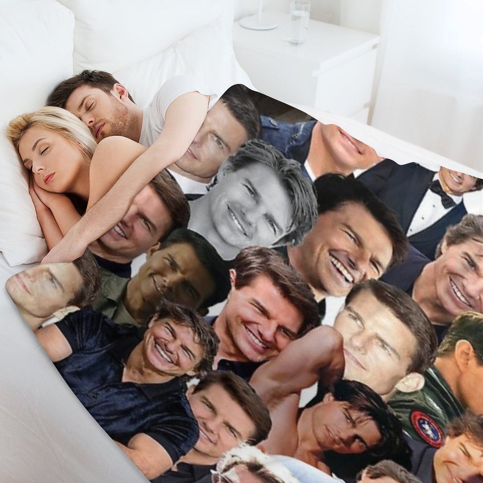 Tom Cruise Photo Collage Travel-friendly Throw Blanket