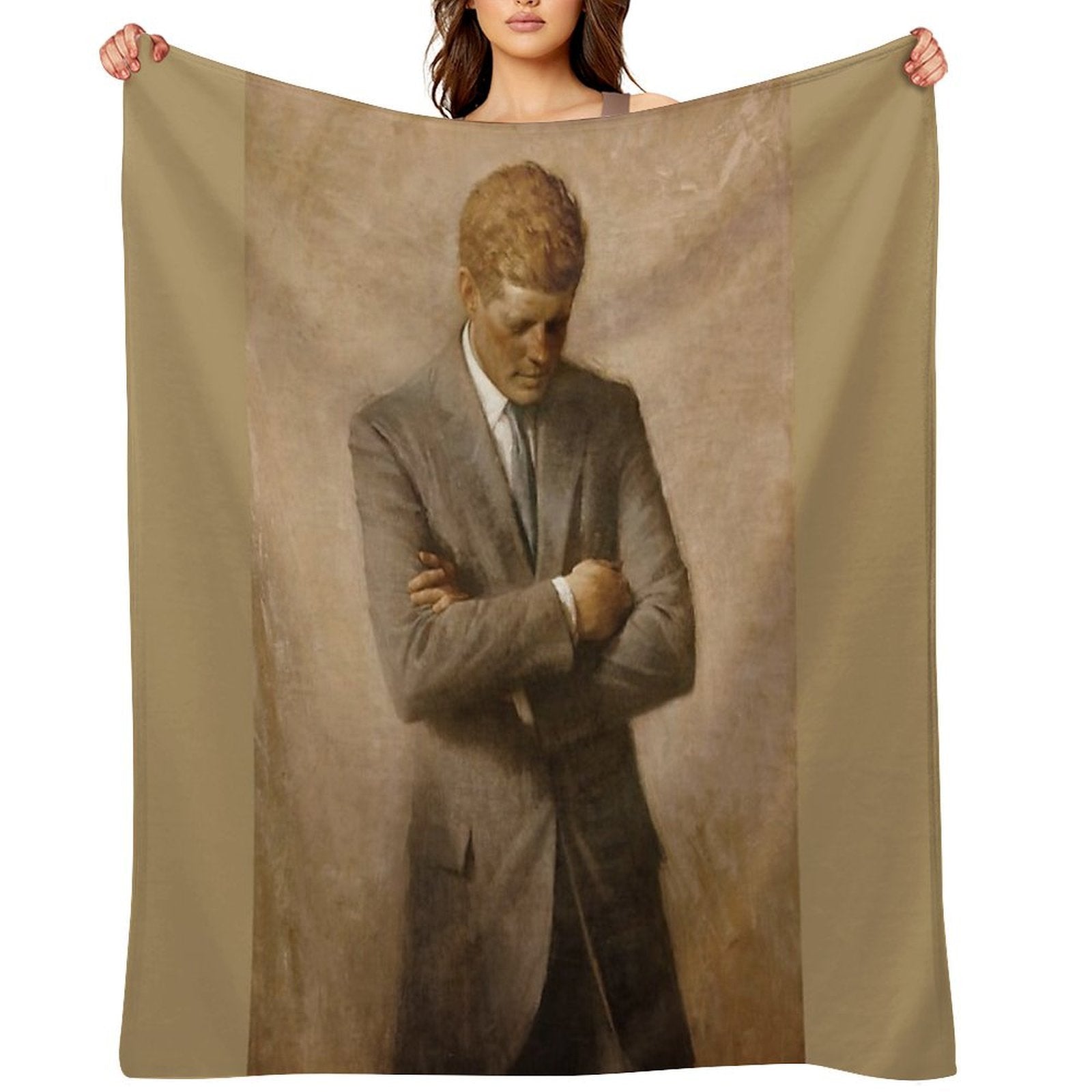 John F Kennedy Official Portrait by Aaron Shikler Versatility Throw Blanket