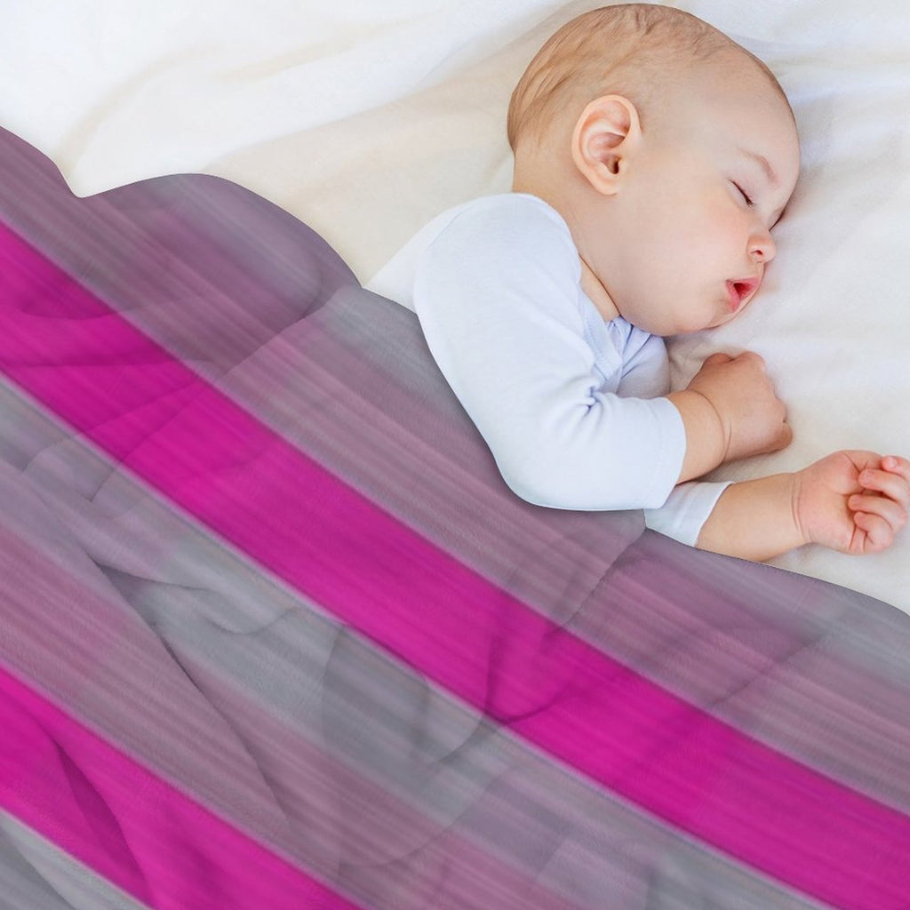 Bright Pink  Silver Fabric Lines Pattern Easy Care Throw Blanket
