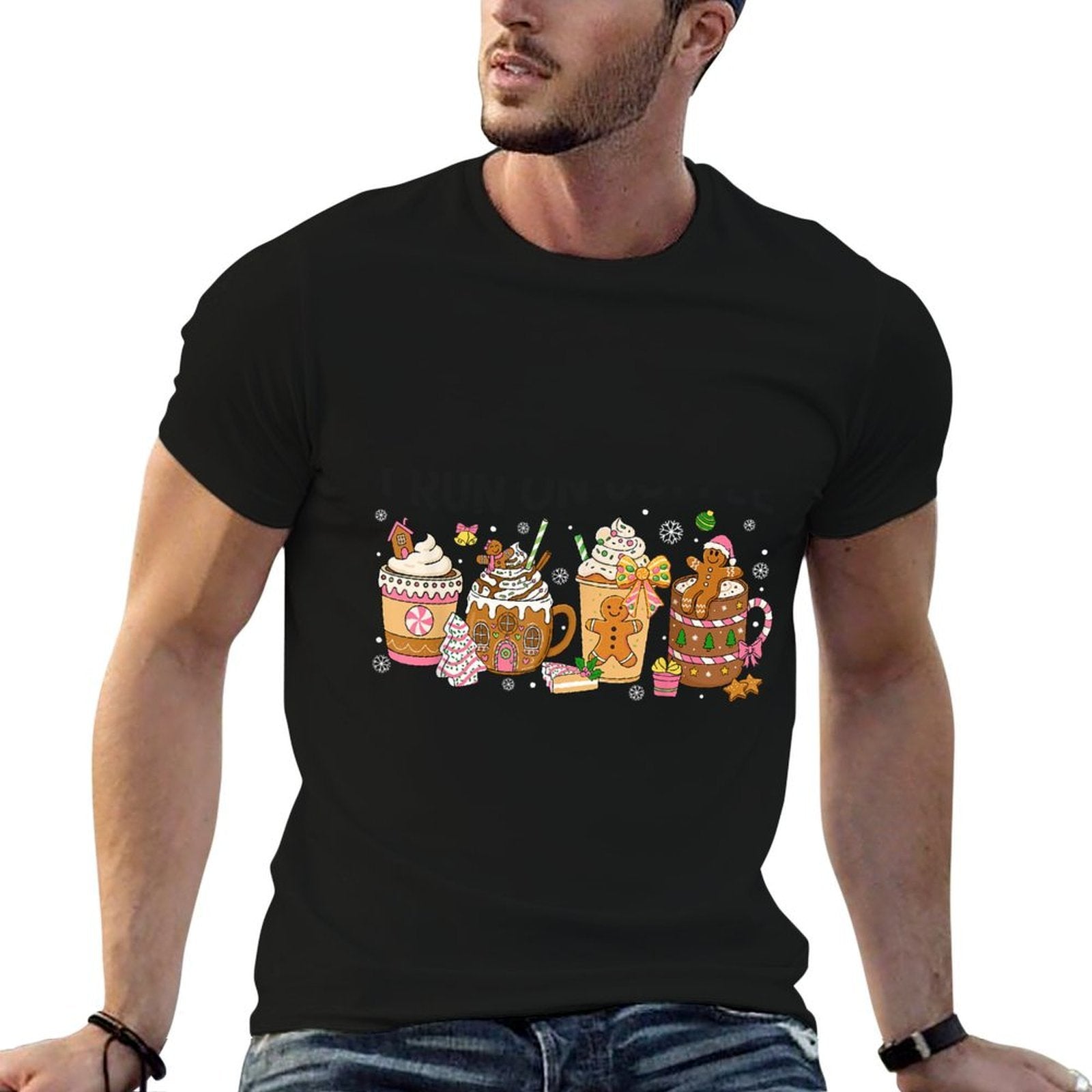 Gingerbread Cookie Christmas Coffee Cups Latte Drink Women  Relaxed-fit T-Shirt