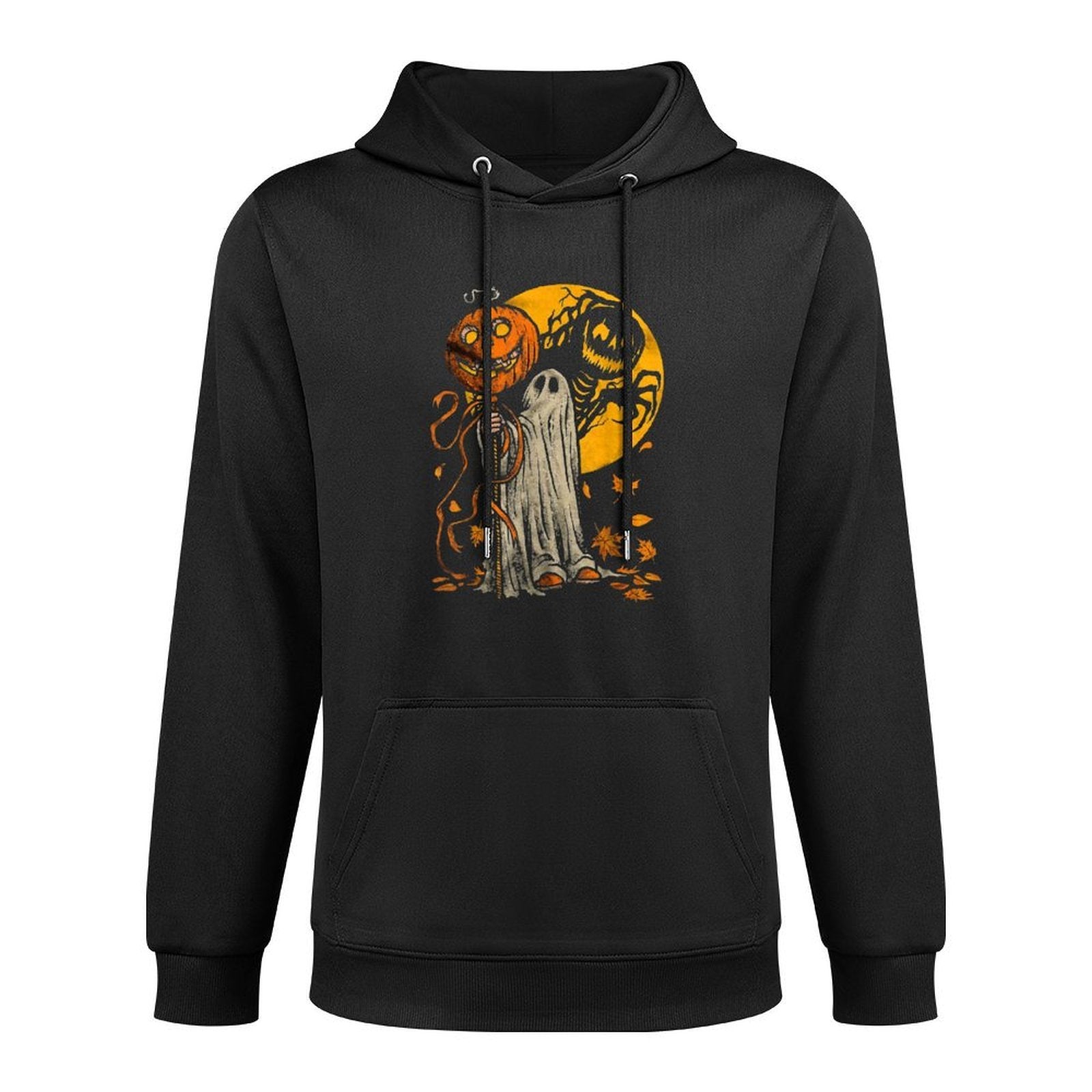 Halloween Pumpkin Ghost Autumn Leaves Graphic Art Versatile Streetwear Hoodie