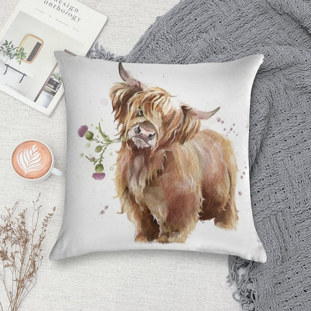 Highland Cow Soft Home Decor Throw Pillow