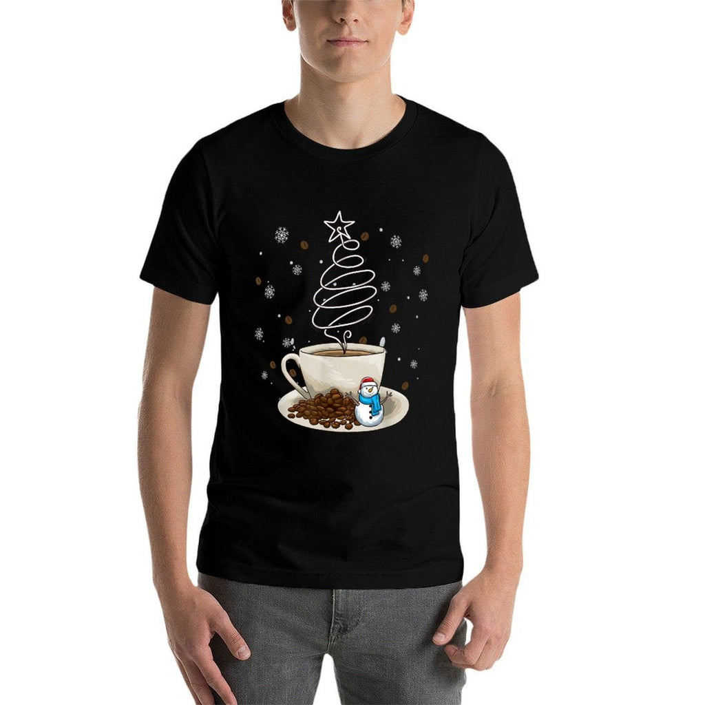 Fun Winter Snowman Holiday Coffee Drinker Barista  Tagless Design T-Shirt