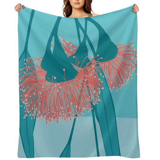 Gum Blossom Eucalyptus Pink Blue Comfort Throw Blanket