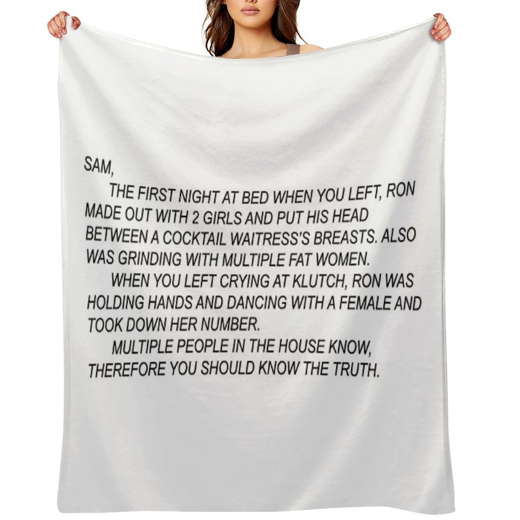 Anonymous Letter to Sammi Machine-washable Throw Blanket