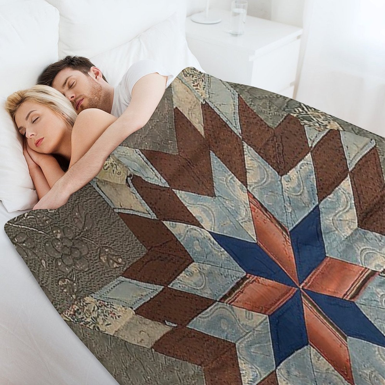 Quilt, Star of Bethlehem Quilt, Quilt Pattern, Pennsylvannia Dutch Quilt,moravian Star, Bethlehem PA Travel-friendly Throw Blanket