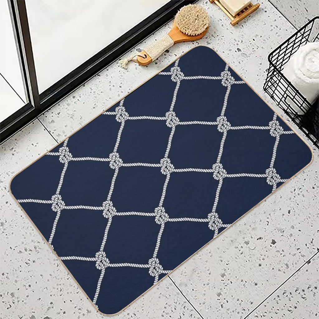 Nauti Navy Rope Pattern  Anti-Trip Bath Mat