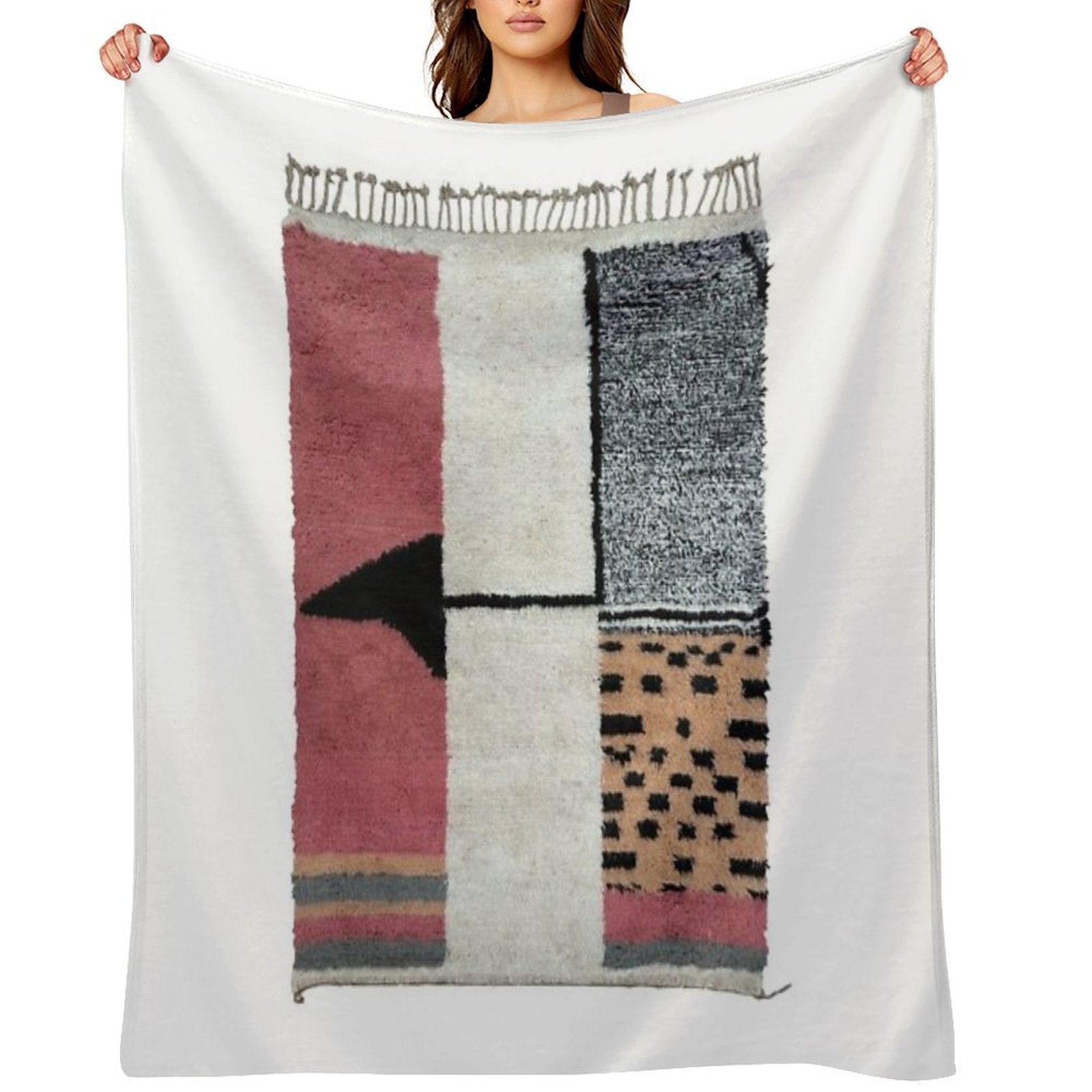 Traditional Farmhouse Rustic  Style Artwork Cactus Sabra Rug-handmade Silk  Boho Old Gift-ready Throw Blanket