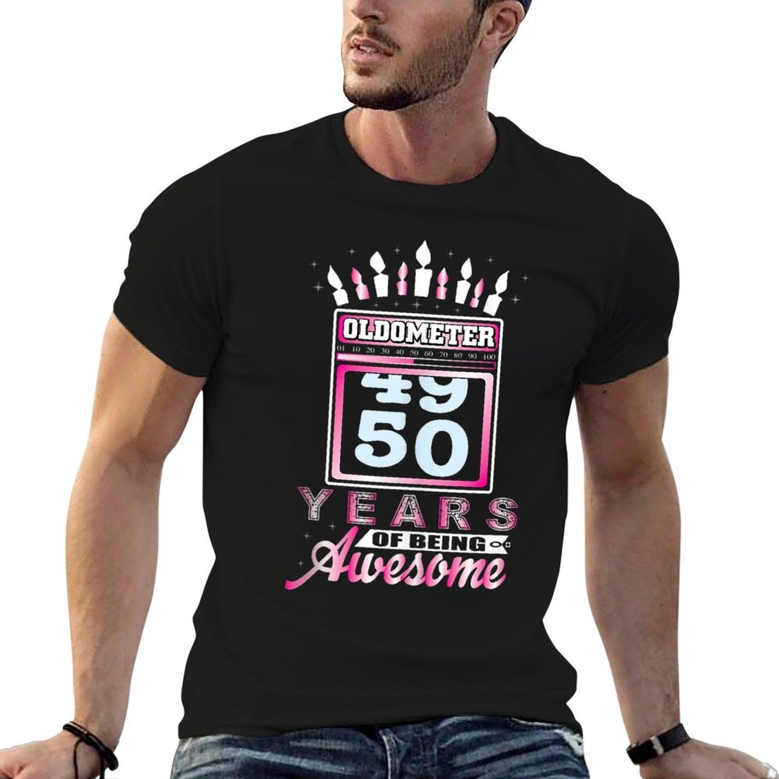 Oldometer 50 50th Birthday Gift Christmas  Polyester Blend T-Shirt