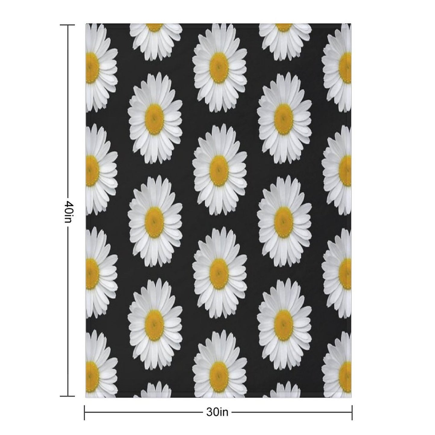 Modern Simple Elegant White Daisy Flowers on Black Anti-pilling Throw Blanket