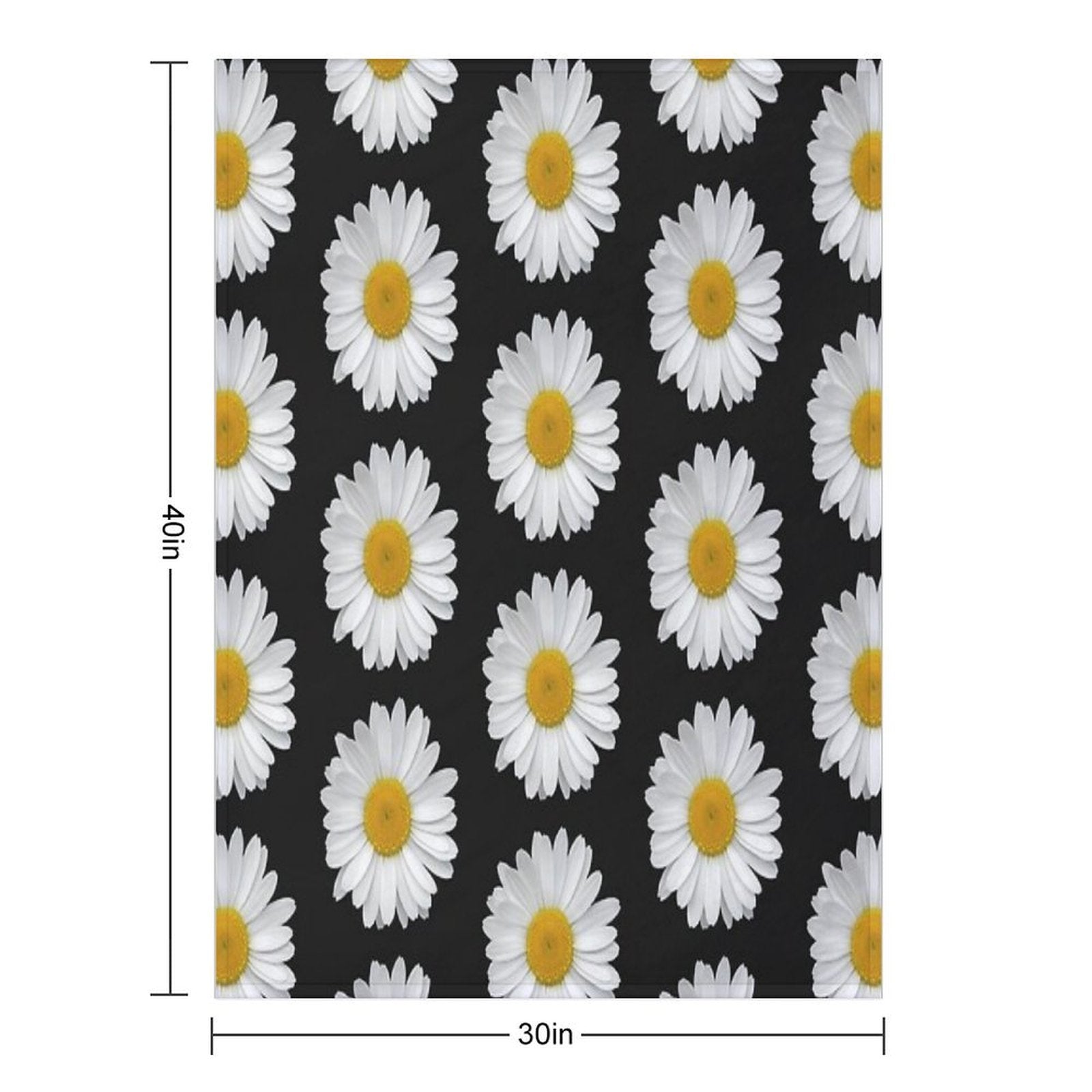 Modern Simple Elegant White Daisy Flowers on Black Anti-pilling Throw Blanket