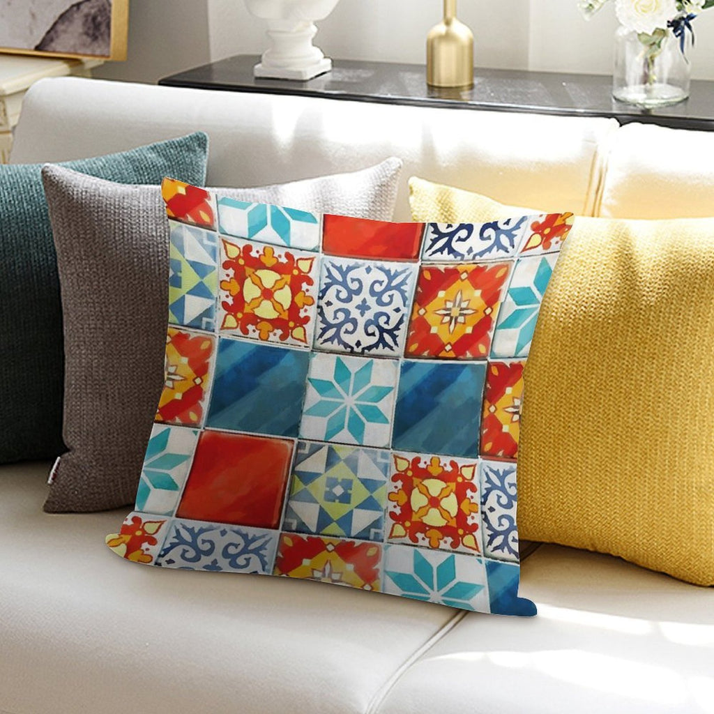 Colorful Azulejos Tiles from Azul Board Game Soft Warmth Comfort Throw Pillow