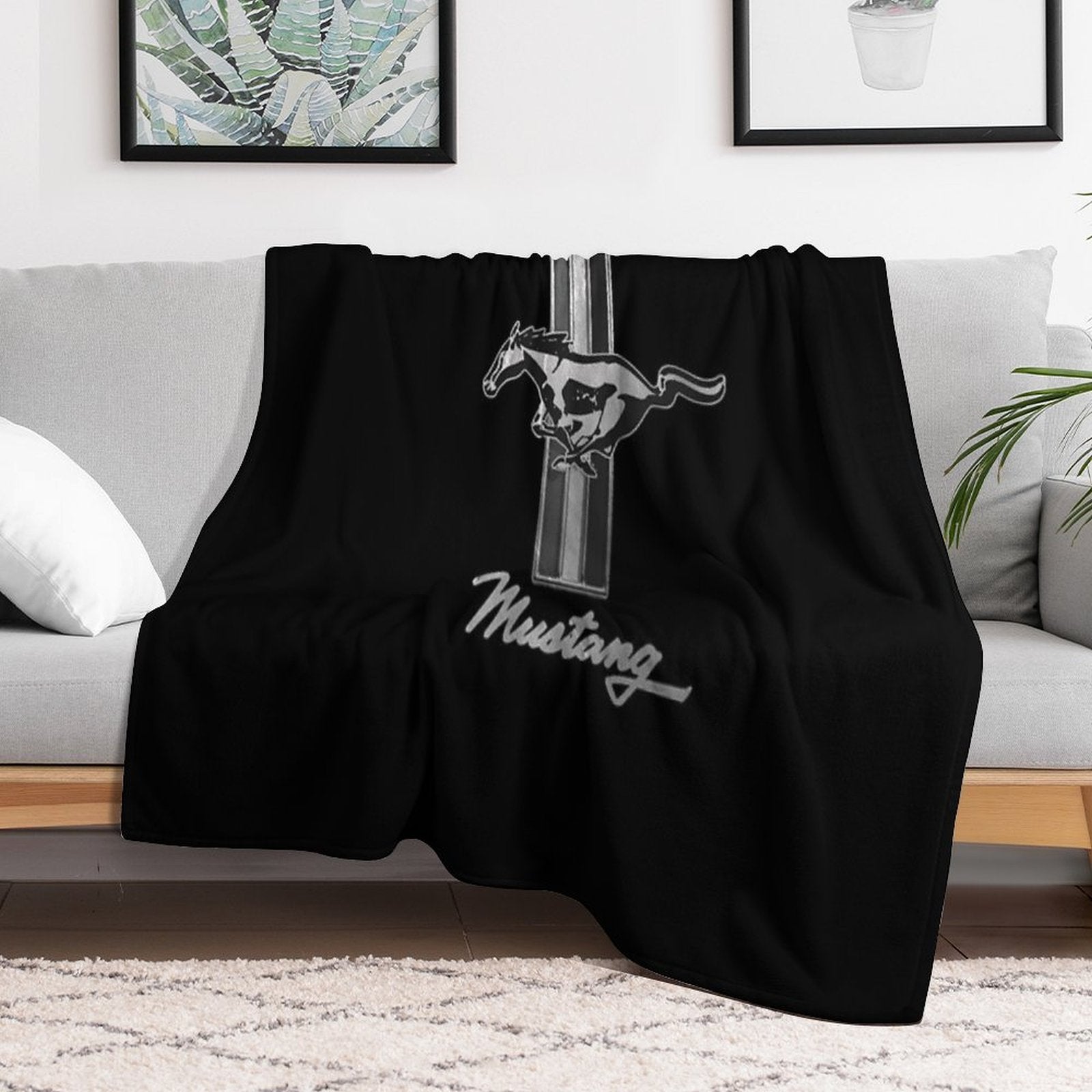Silver Ford Mustang Vintage Anti-pilling Throw Blanket