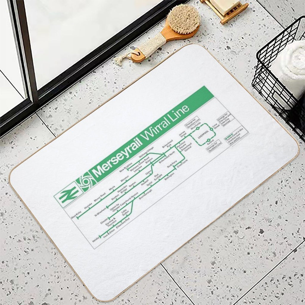 Merseyrail Wirral Line Carriage Map 1978  Toxin-Free Bath Mat