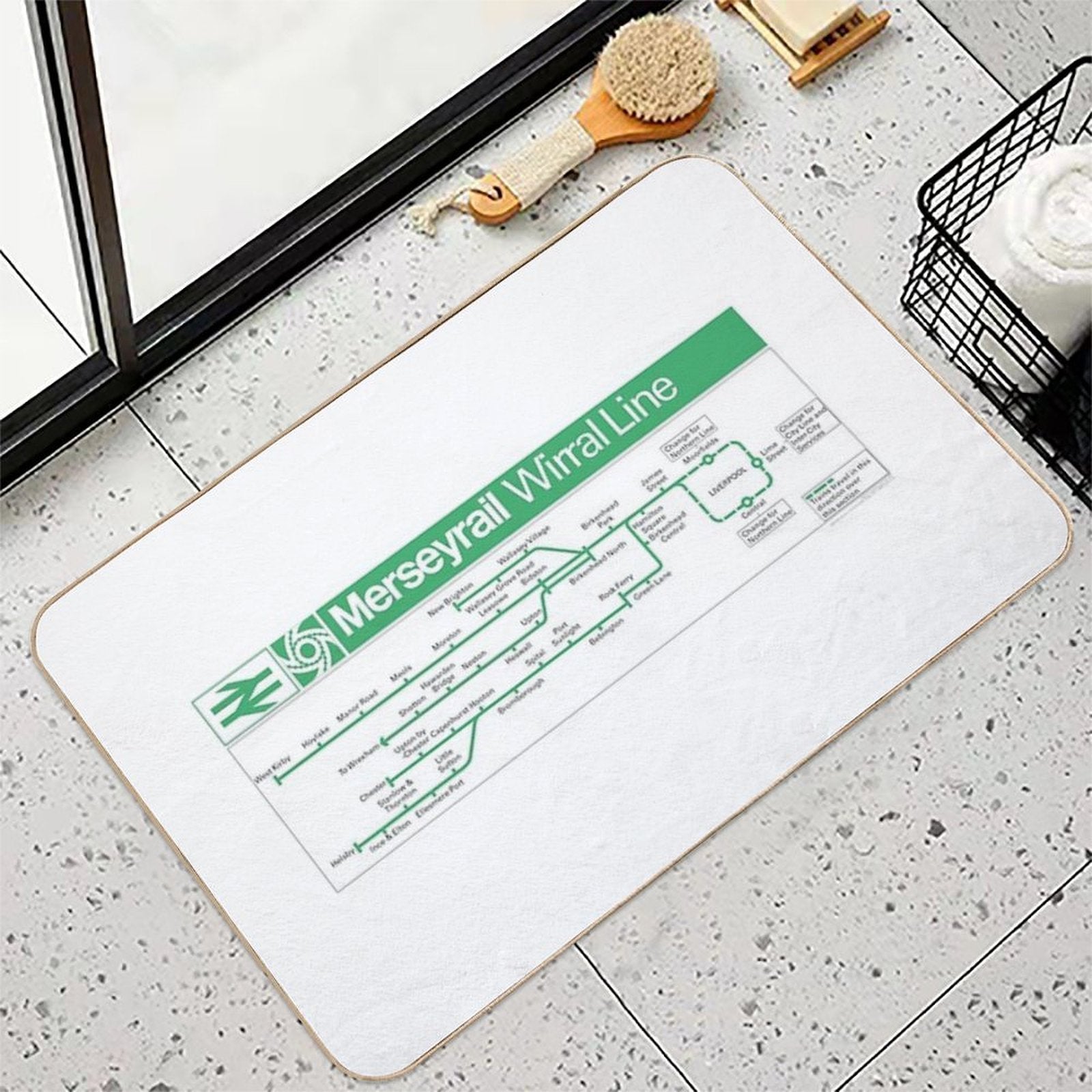 Merseyrail Wirral Line Carriage Map 1978  Toxin-Free Bath Mat