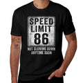 86th Birthday Speed Limit Sign Funny 86 Year Old Senior  Polyester Blend T-Shirt