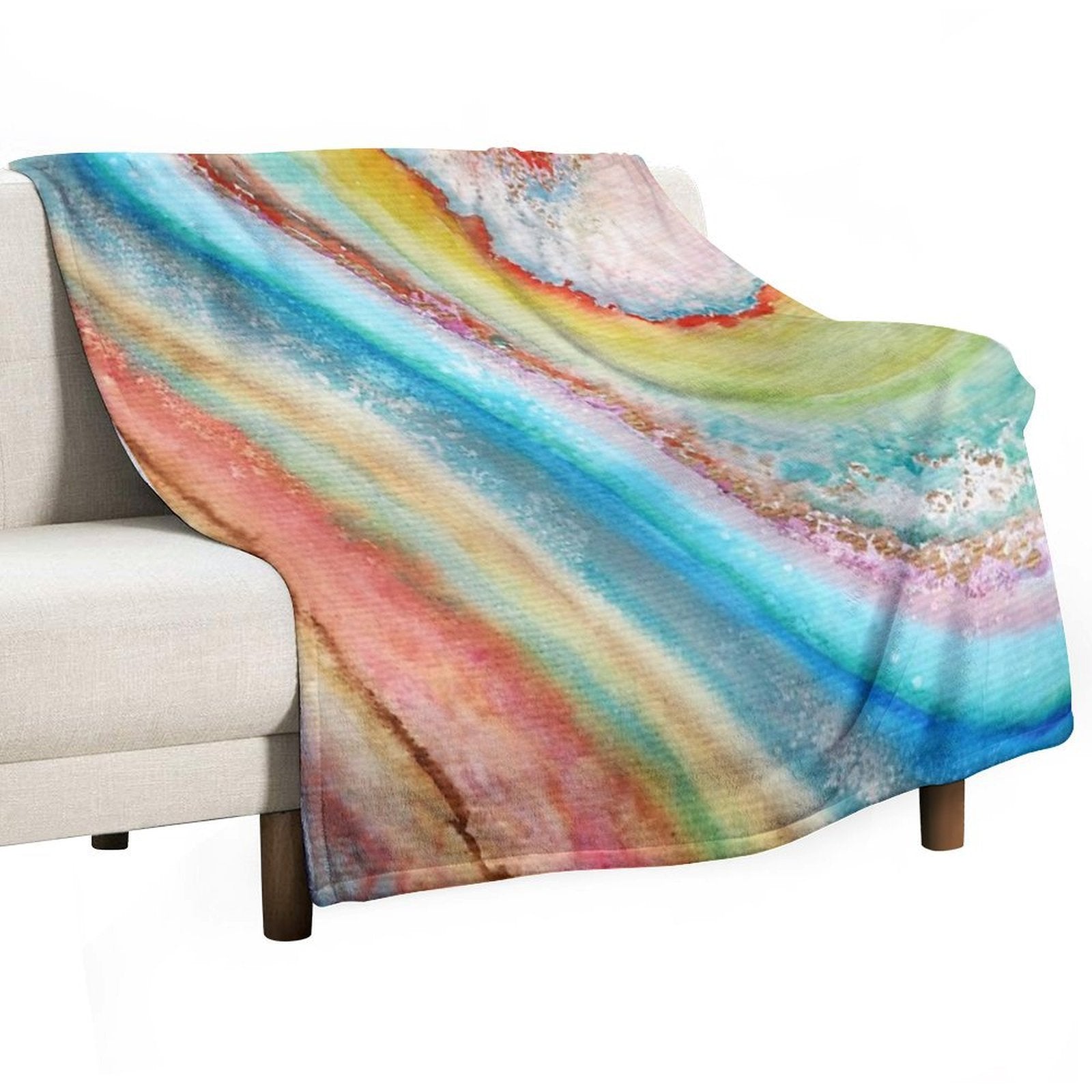 AGATE Inspired Watercolor Abstract 01 Quick-dry Throw Blanket