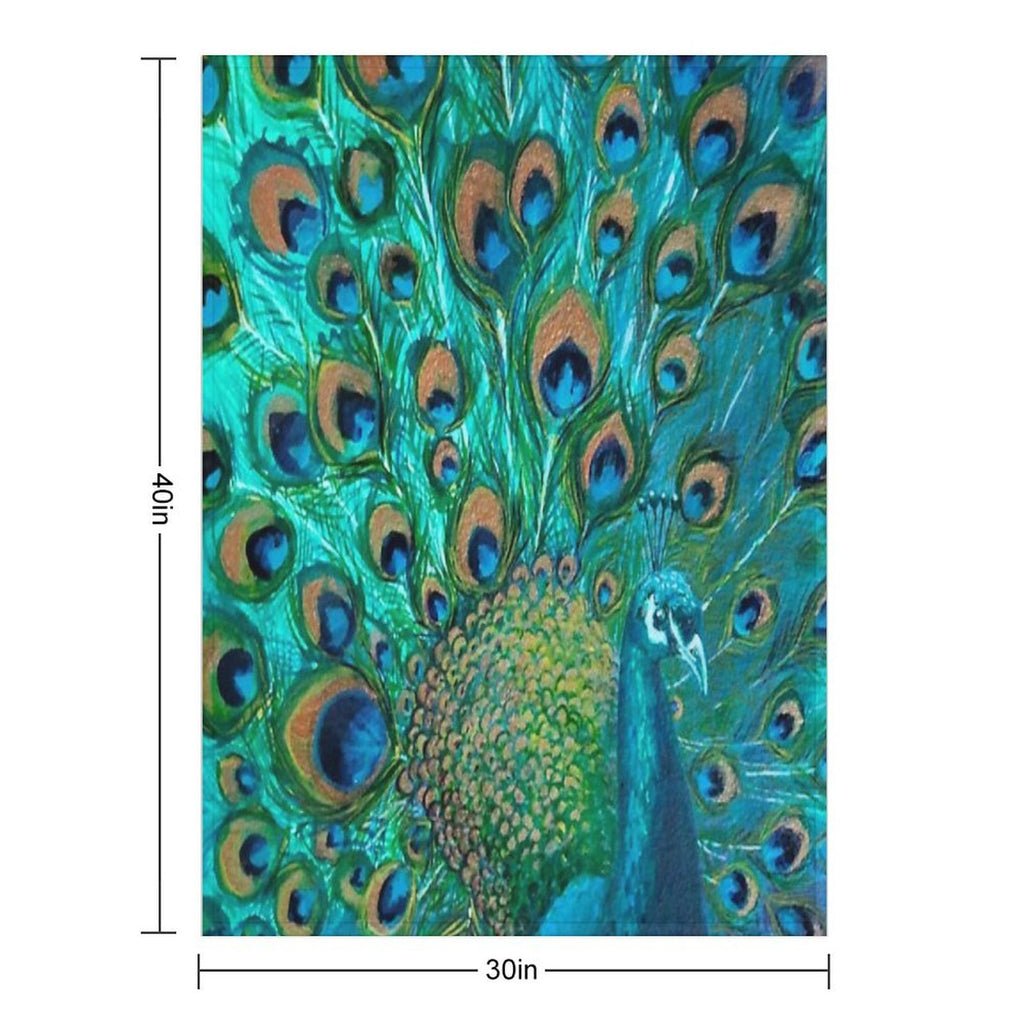 Colourised Aqua Peacock All-season Throw Blanket