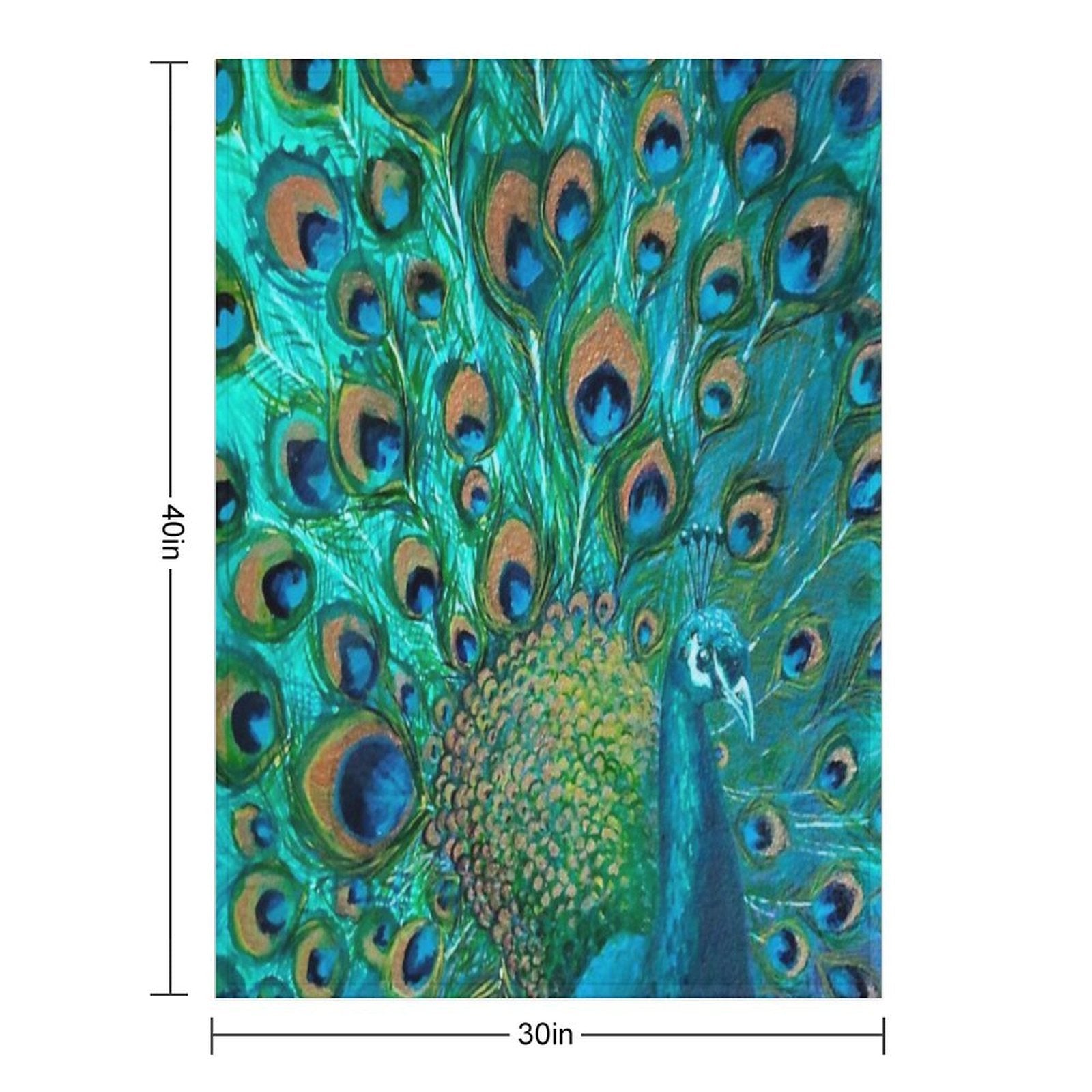 Colourised Aqua Peacock All-season Throw Blanket