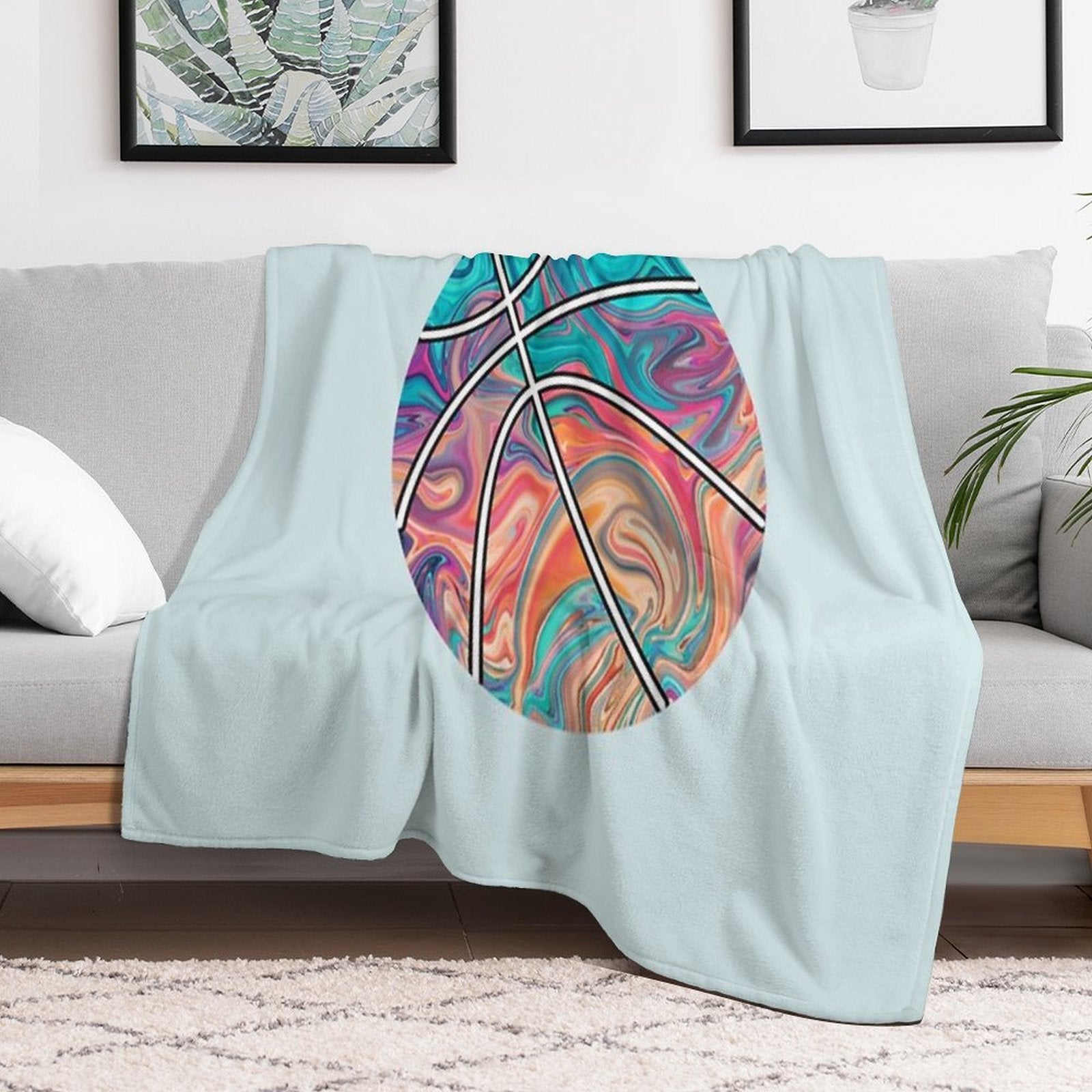 Basketball Ball Watercolors Premium Throw Blanket