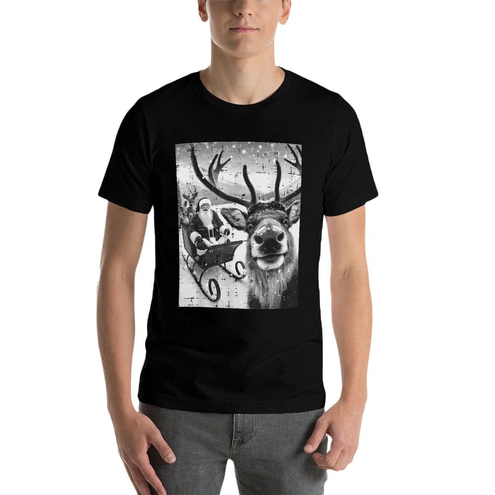 Christmas Santa Reindeer Selfie Funny Xmas Men Women Kids  Affordable Price T-Shirt