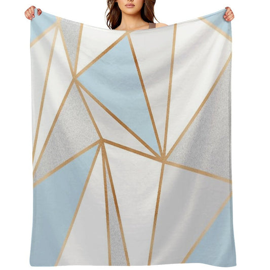 Blue, Grey & Gold Geo Eco-conscious Throw Blanket
