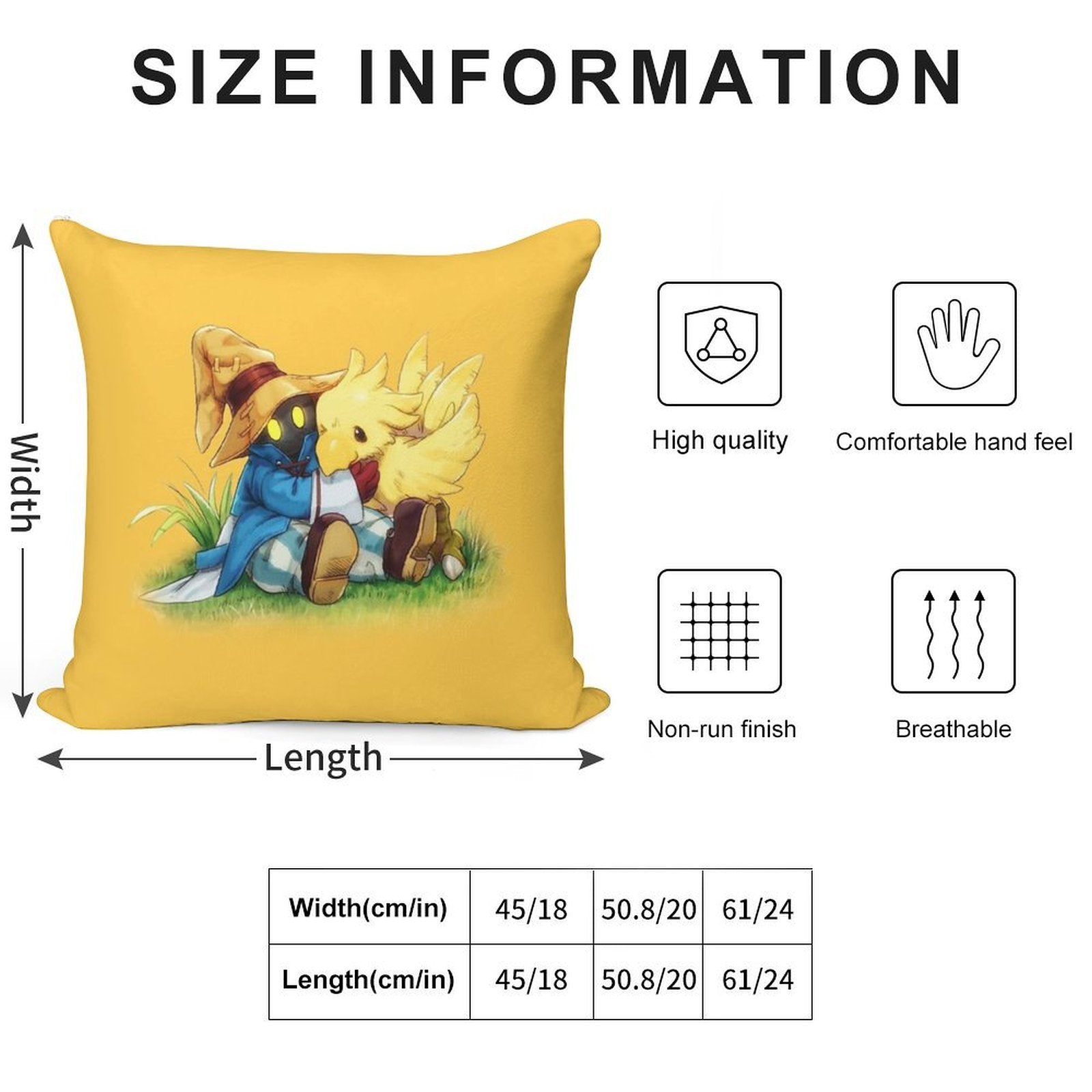 Chocobo & Vivi Final Fantasy 9 Soft Short Plush Fabric Throw Pillow