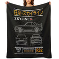 Blueprint of The Skyline R32 Shrink-resistant Throw Blanket