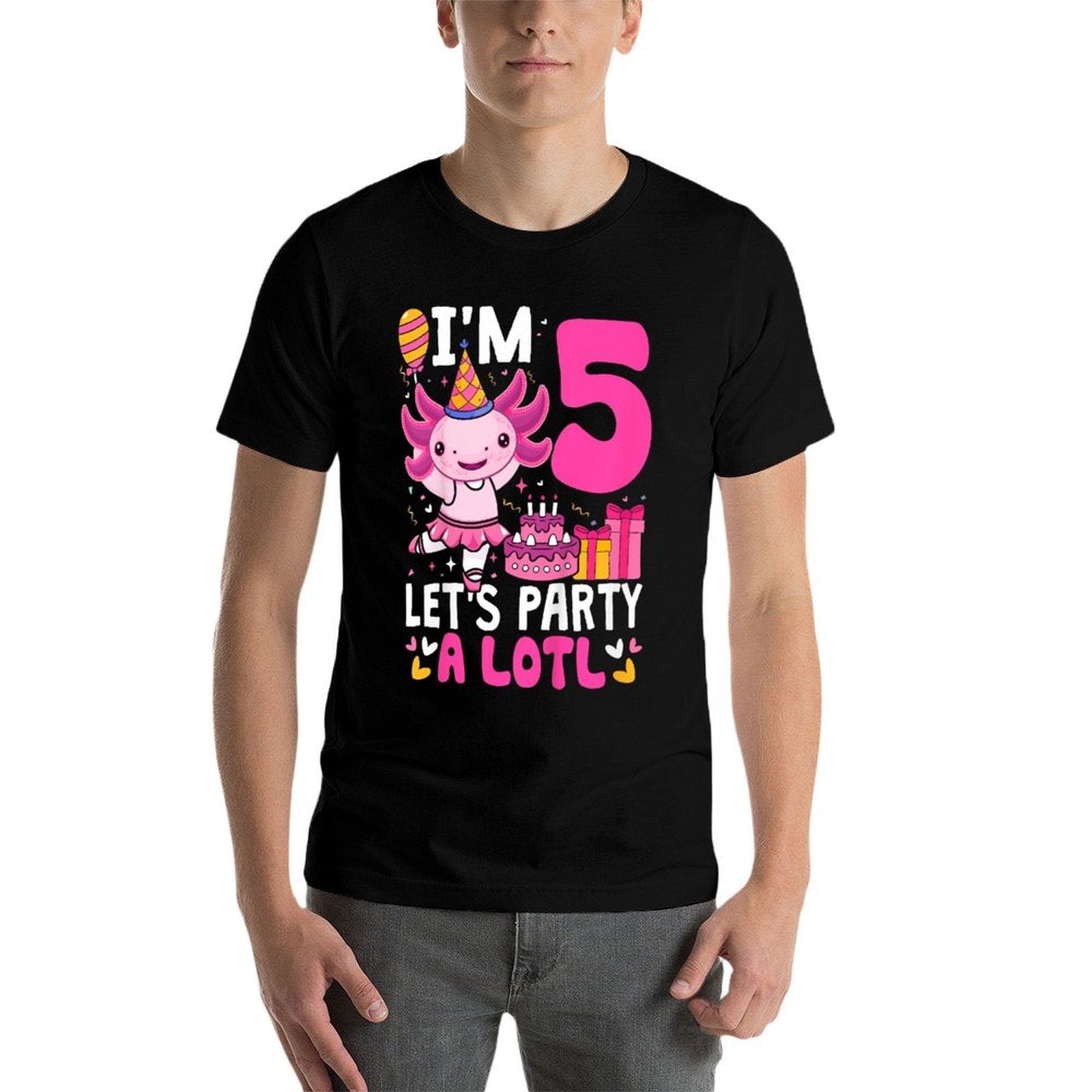 Kids 5th Birthday Girl Axolotl Kids Five Year Old Birthday Comfortable T-Shirt