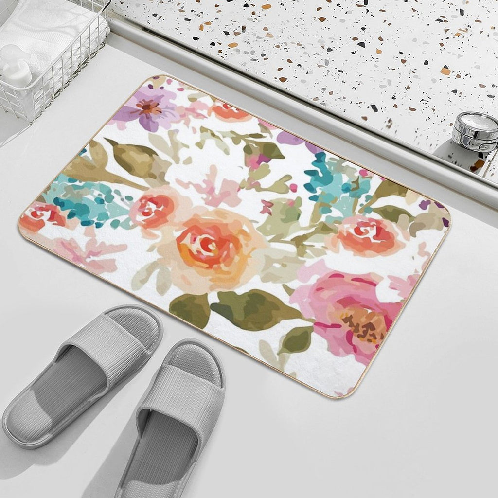 Flower Print Shower Curtain  Versatile Bath Mat