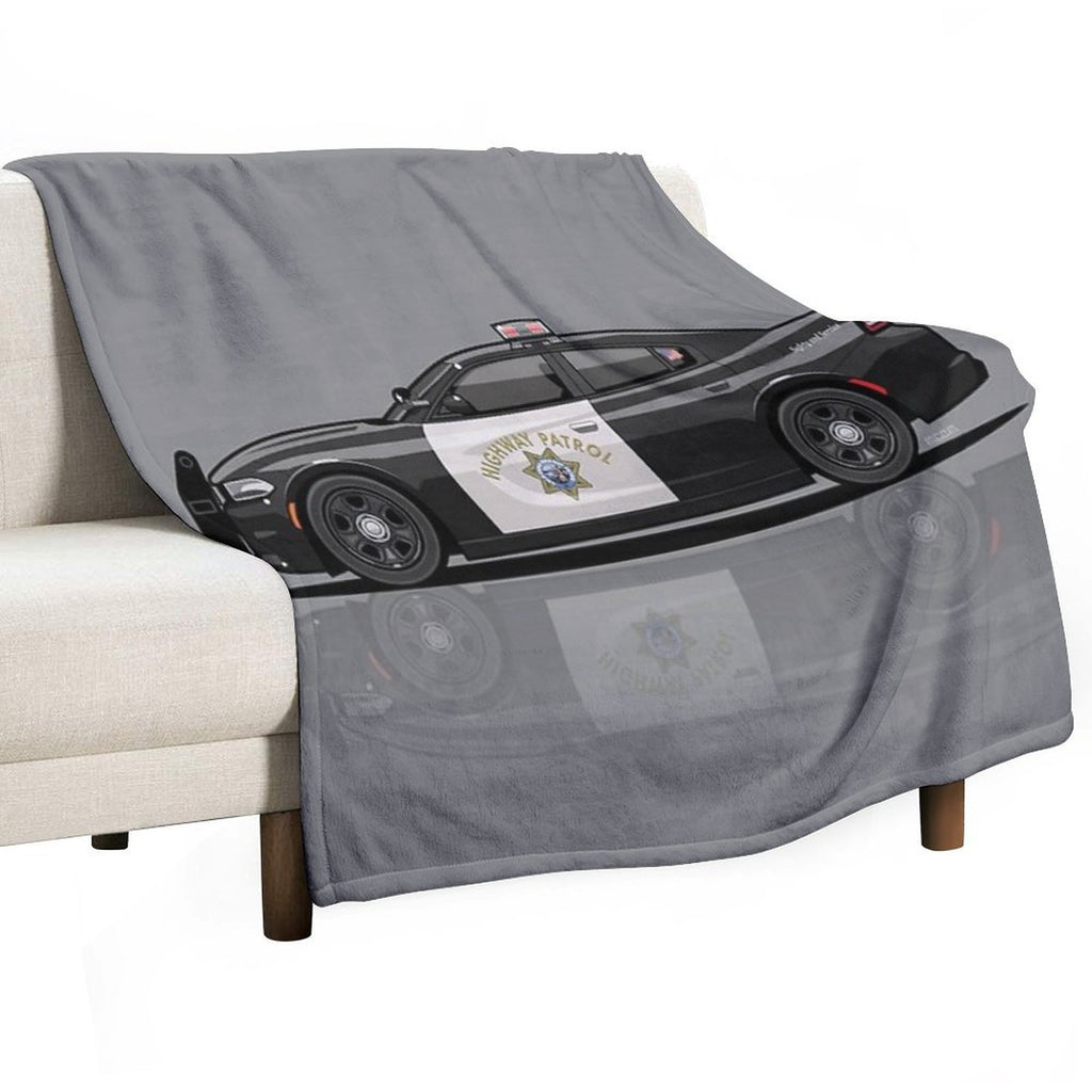 California Highway Patrol D0dge Ch4r6er Police Car Shrink-resistant Throw Blanket
