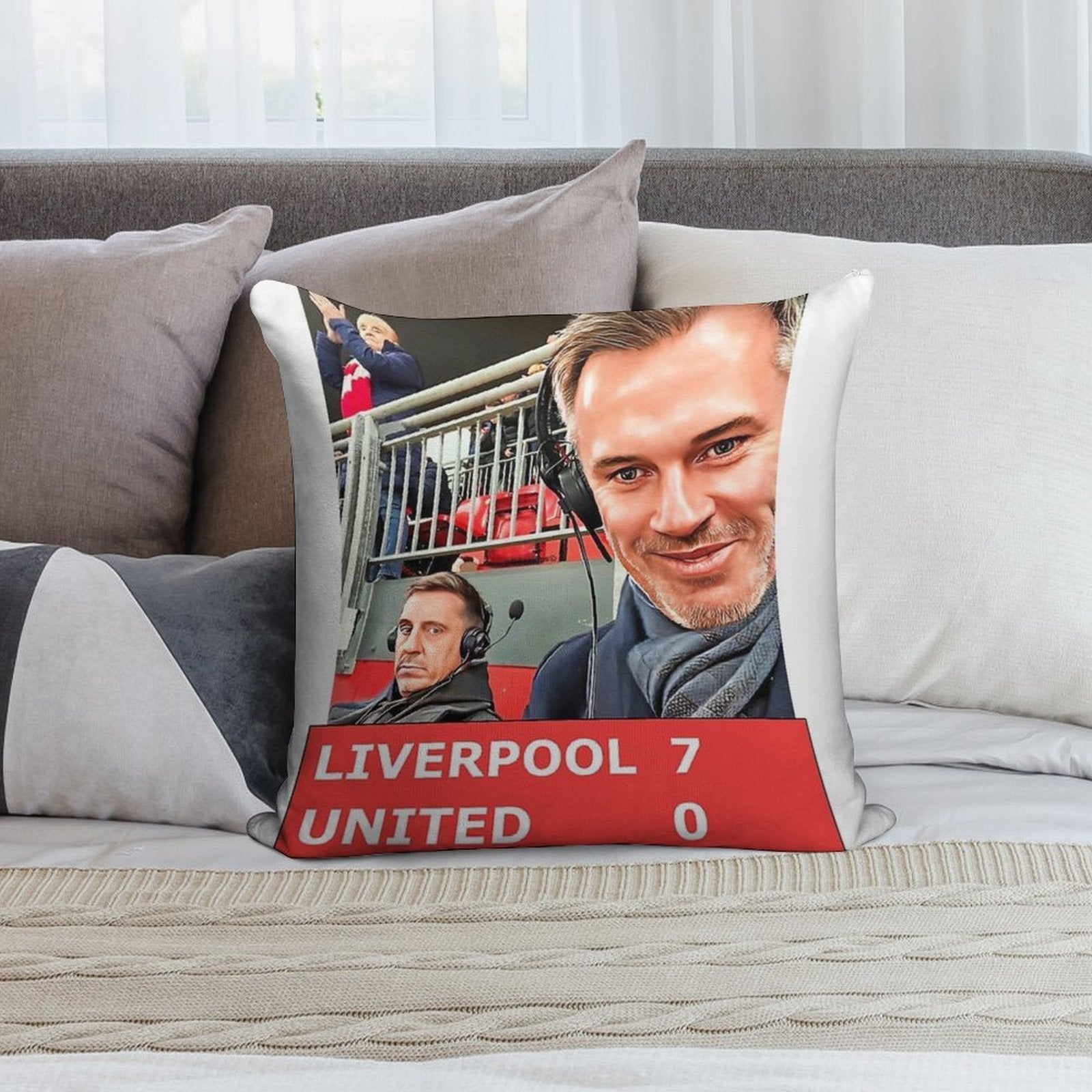 Liverpool 7 United 0 Soft Washable Throw Pillow