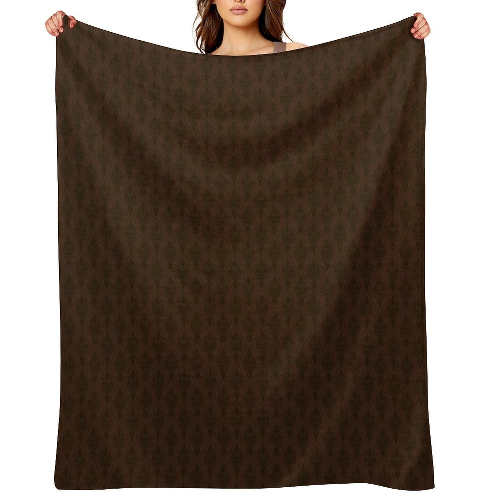 Rust - Antique Repeating Pattern Easy Care Throw Blanket