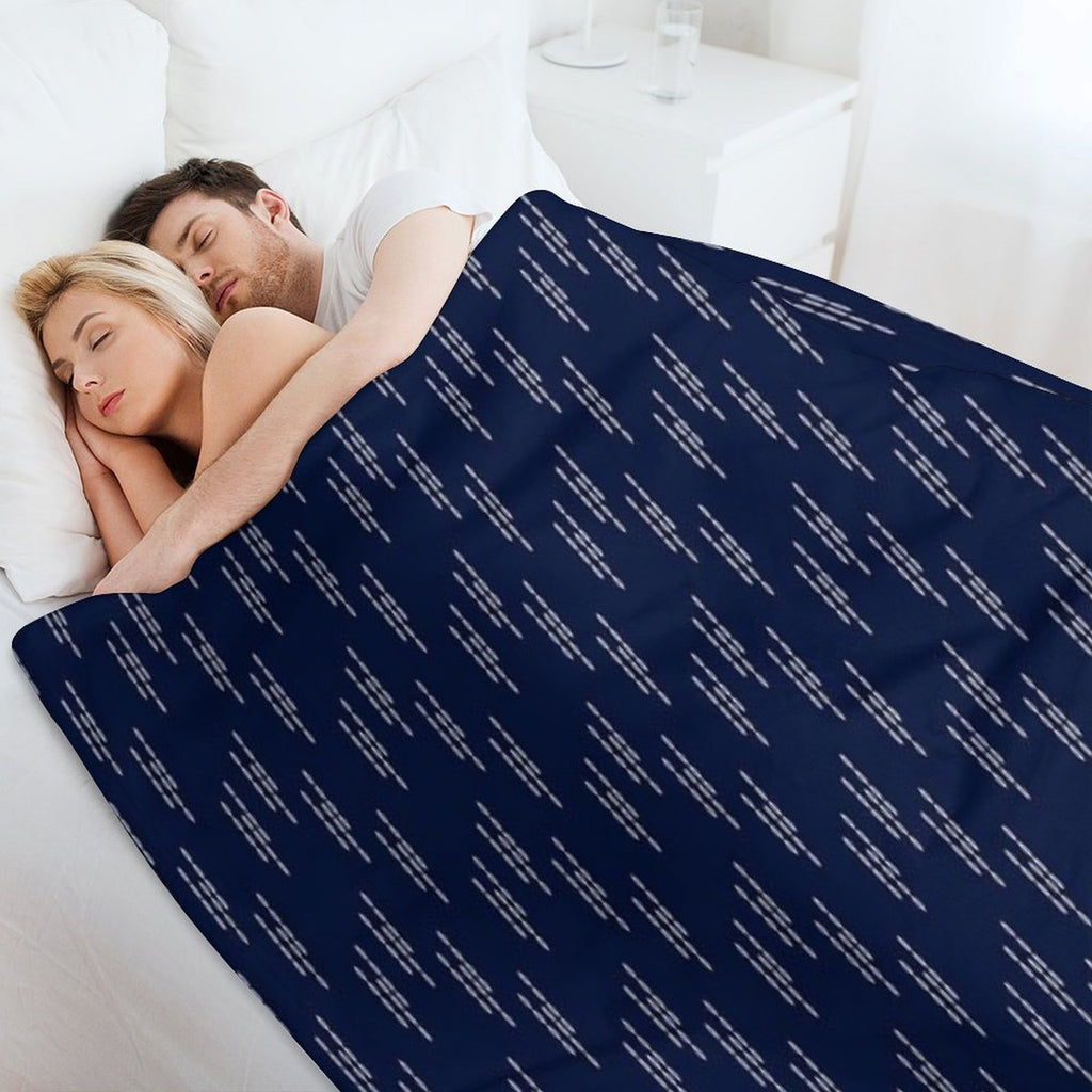 Sashiko Embroidery Japanese Pattern Design Shrink-resistant Throw Blanket
